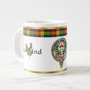 Buchanan Clan Badge Tartan & Motto Giant Coffee Mug