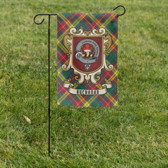 Buchanan Clan Badge & Tartan  Personalized   Garde Garden Flag (In SItu)