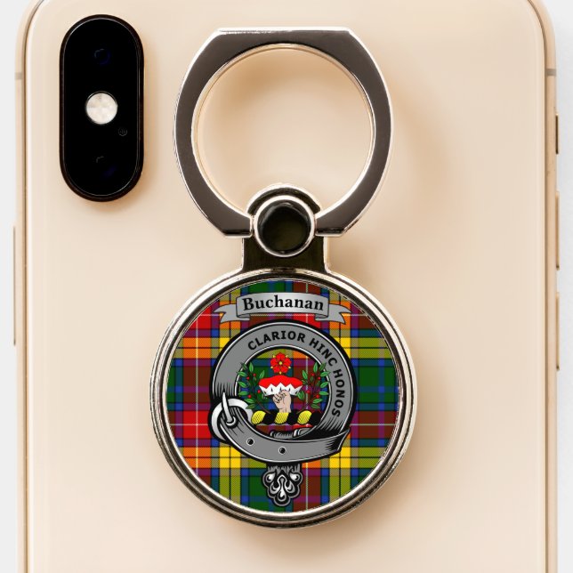 Buchanan Clan Badge/Tartan  Phone Ring Stand (Close Up)