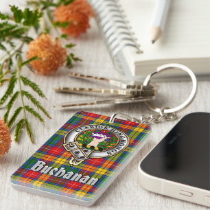 Buchanan Clan Badge/Tartan Rectangle Keychain