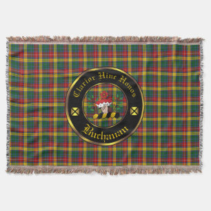 Buchanan Clan Crest & Tartan Throw Throw Blanket