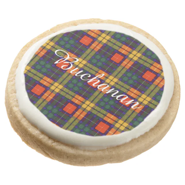 Buchanan clan Plaid Scottish tartan Round Shortbread Cookie Zazzle