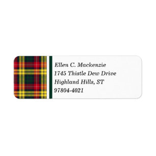 Buchanan Clan Red, Yellow and Green Tartan Label