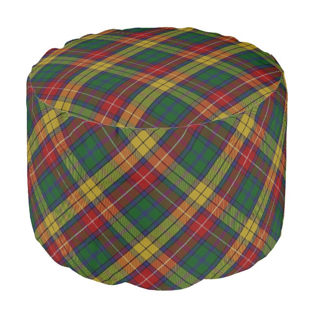 Buchanan Clan Scottish Tartan Plaid Pouf (Angled Front)