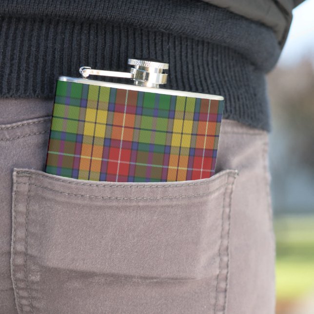 Buchanan Clan Tartan Plaid Pattern Flask (In Situ)