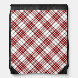Buchanan clan tartan red white plaid drawstring bag