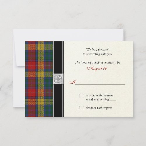 Buchanan Clan Tartan Wedding Reply RSVP Card
