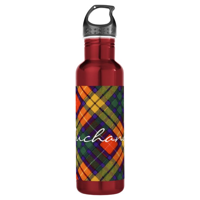 Buchanan Family clan Plaid Scottish kilt tartan Water Bottle (Front)