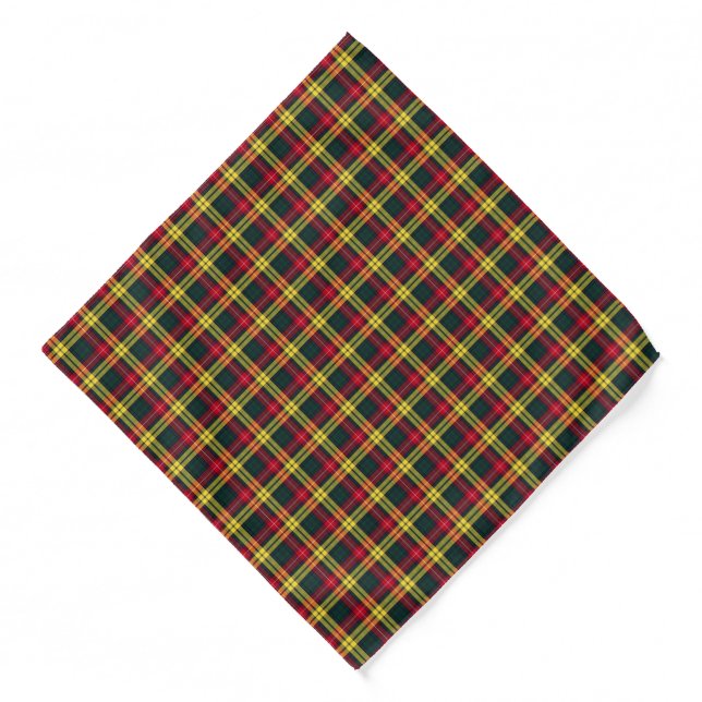 Buchanan Family Red, Yellow and Green Tartan Bandana (Front)