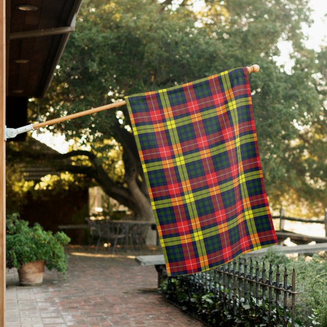 Buchanan Modern Clan Tartan House Flag (In SItu)