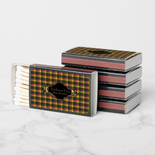 Buchanan Modern Original Scottish Clan Tartan Matchboxes (Stacked)