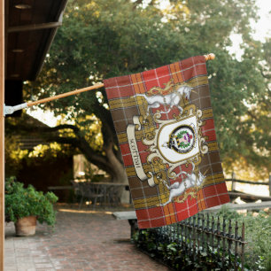Buchanan Old Set Weathered Tartan Flag Clan Badge 