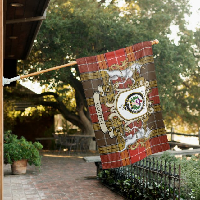 Buchanan Old Set Weathered Tartan Flag Clan Badge  (In SItu)