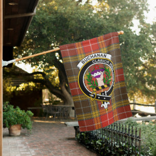 Buchanan Old Set Weathered Tartan Flag Clan Badge