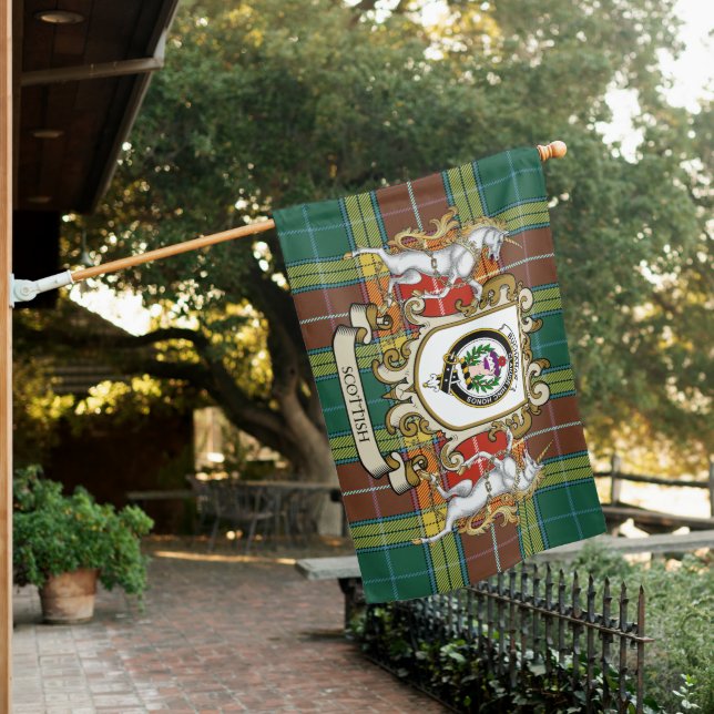 Buchanan Old Sett Tartan Flag Clan Badge With Lion (In SItu)