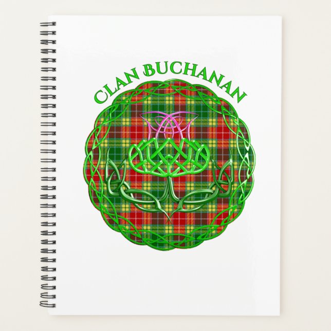 Buchanan Scottish Tartan Celtic Thistle Planner (Front)