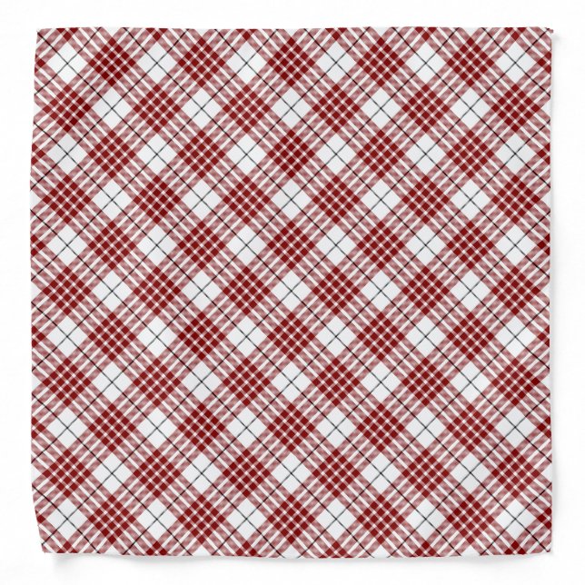 Buchanan tartan red white plaid bandana (Front)