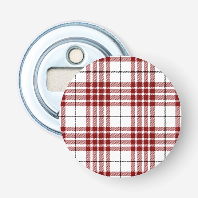 Buchanan tartan red white plaid bottle opener (Front)