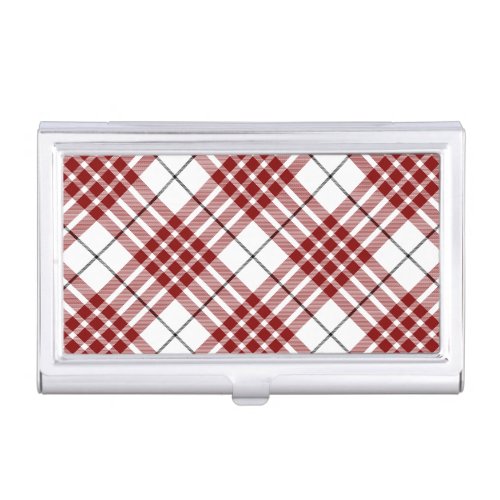 Buchanan tartan red white plaid business card holder