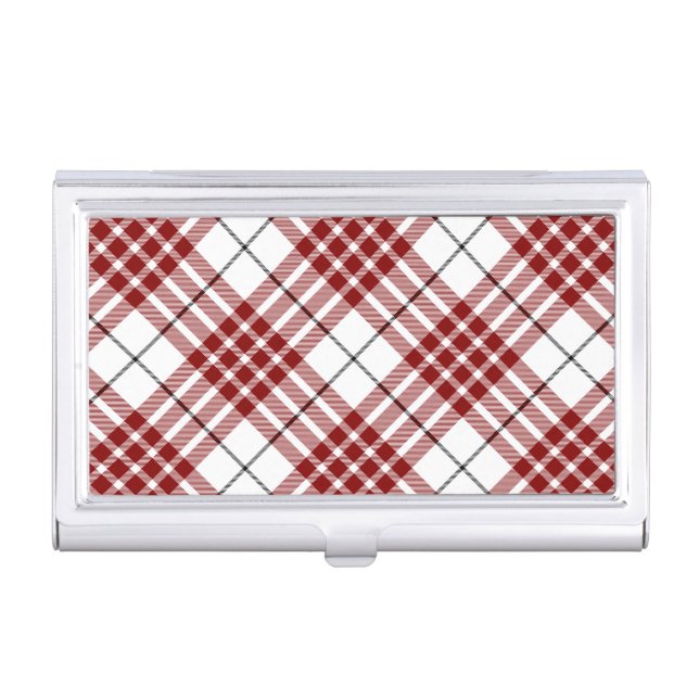 Buchanan tartan red white plaid business card holder (Front)