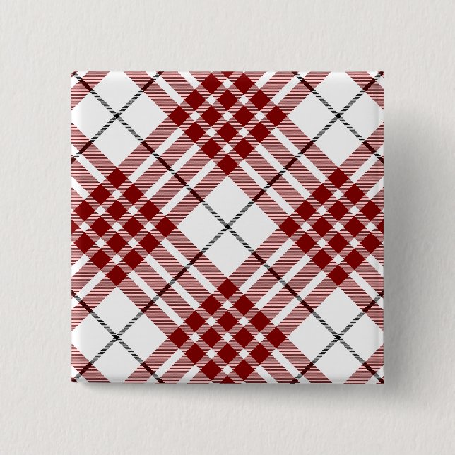 Buchanan tartan red white plaid button (Front)