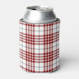 Buchanan tartan red white plaid can cooler