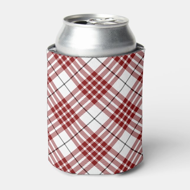 Buchanan tartan red white plaid can cooler (Can Front)