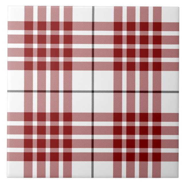Buchanan tartan red white plaid ceramic tile (Front)
