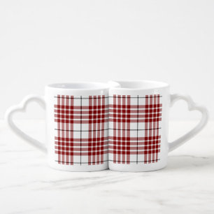 Buchanan tartan red white plaid coffee mug set