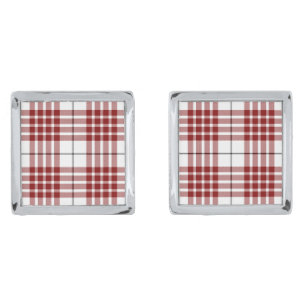 Buchanan tartan red white plaid cufflinks