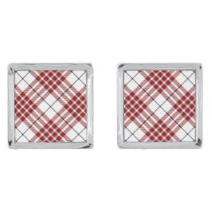 Buchanan tartan red white plaid cufflinks