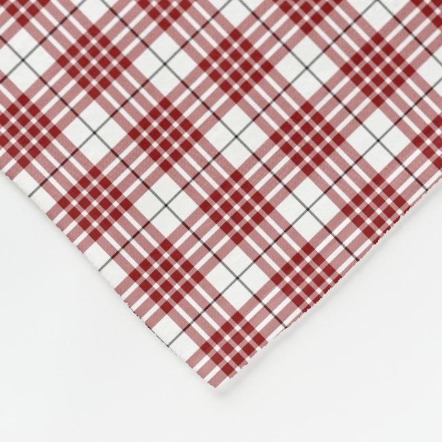 Buchanan tartan red white plaid fleece blanket (Corner)