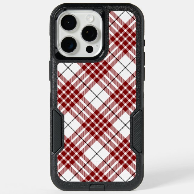 Buchanan tartan red white plaid iPhone 15 pro max case (Back)