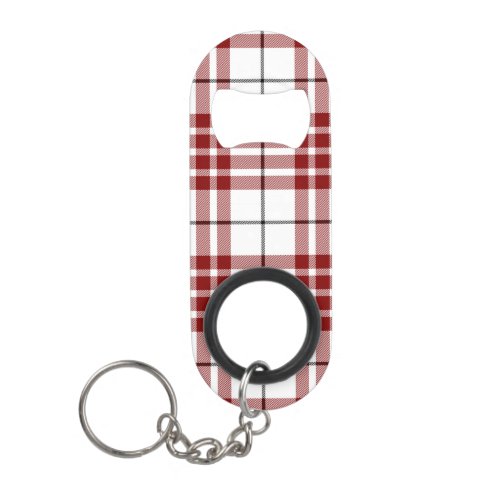 Buchanan tartan red white plaid keychain bottle opener