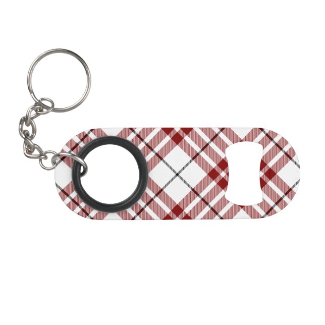 Buchanan tartan red white plaid keychain bottle opener (Front (Horizontal))