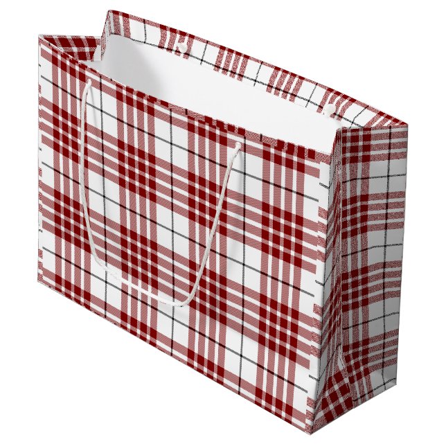 Buchanan tartan red white plaid large gift bag (Front Angled)