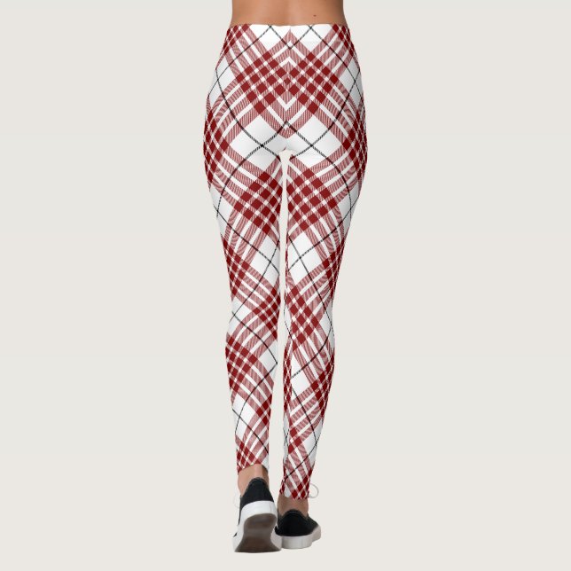 Buchanan tartan red white plaid leggings (Back)