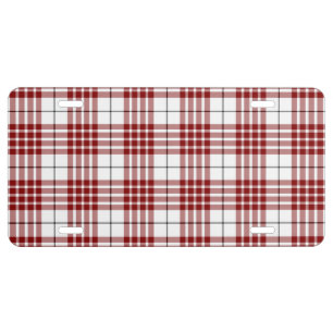 Buchanan tartan red white plaid license plate