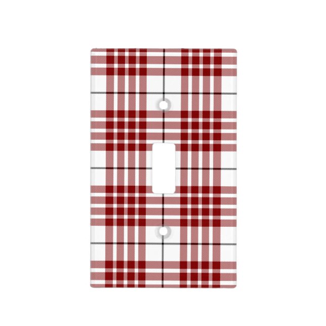 Buchanan tartan red white plaid light switch cover (Front)