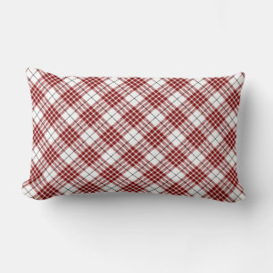 Buchanan tartan red white plaid lumbar pillow