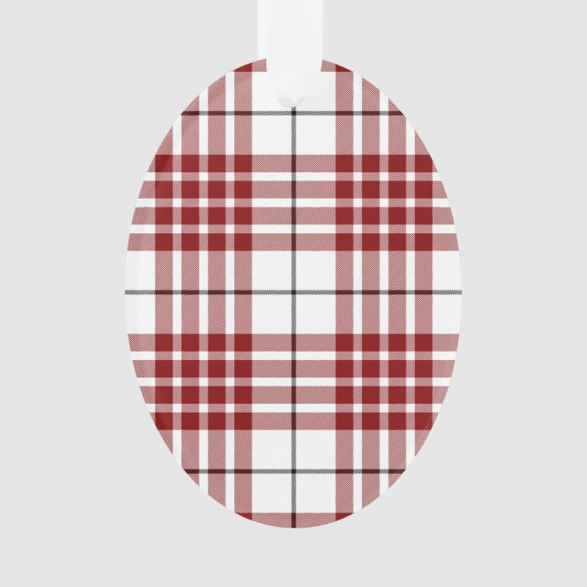Buchanan tartan red white plaid ornament (Front)