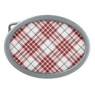 Buchanan tartan red white plaid oval belt buckle