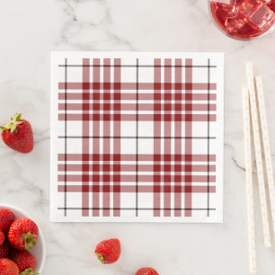Buchanan tartan red white plaid paper dinner napkins
