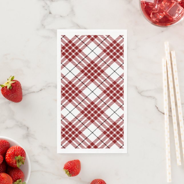 Buchanan tartan red white plaid paper guest towels (Insitu)