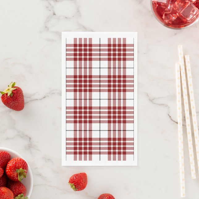 Buchanan tartan red white plaid paper guest towels (Insitu)