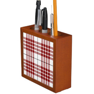 Buchanan tartan red white plaid pencil holder
