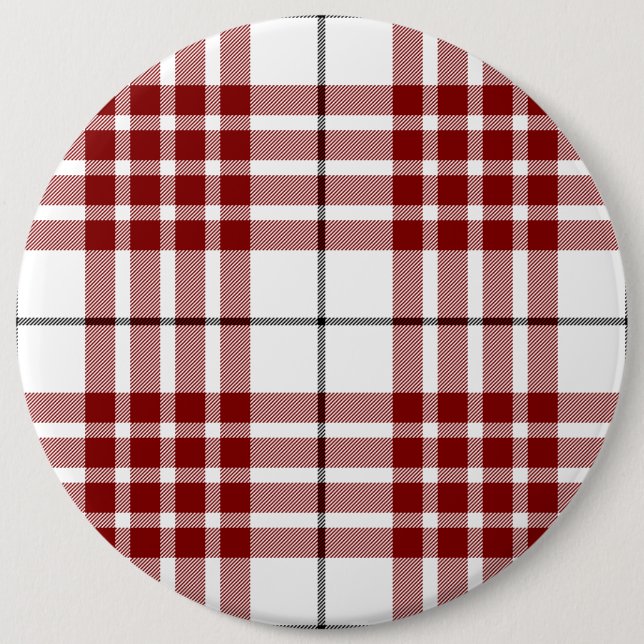 Buchanan tartan red white plaid pinback button (Front)