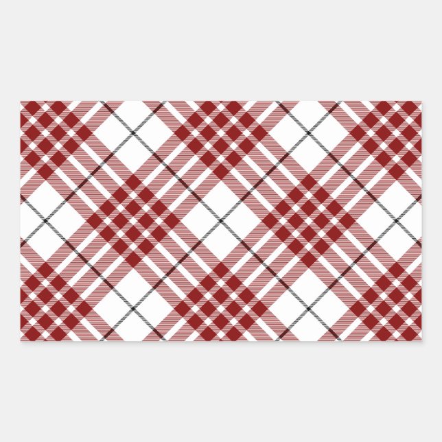 Buchanan tartan red white plaid rectangular sticker (Front)
