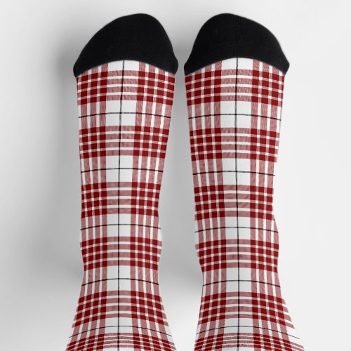 Buchanan tartan red white plaid socks