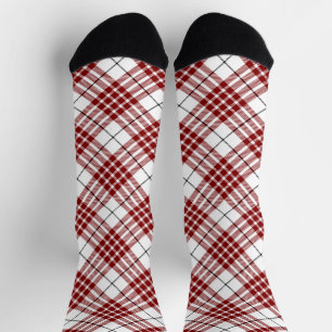 Buchanan tartan red white plaid socks